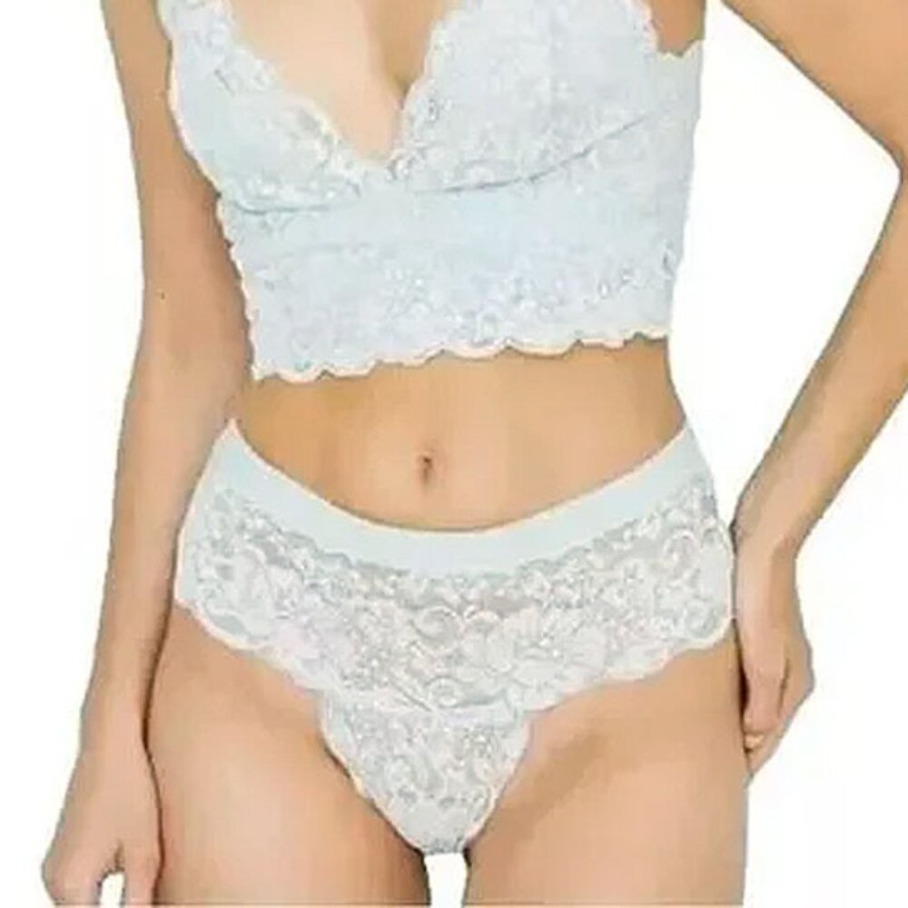 *50off3* NWT XS HAH Spin Me Stretch Lace Cheeky Panty Something Blue Aqua